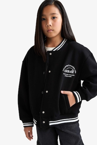 Defacto Kız Çocuk Okula Dönüş Slogan Baskılı Bisiklet Yaka Kalın Sweatshirt Kumaşı Hırka F2194a825aubk81 Siyah