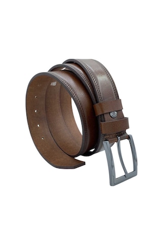 Süzer Deri 3.5 Cm. Klasik Hakiki Deri Dikişli Kemer Kahverengi Kahverengi