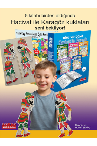 Oku, Boya Ve Oynat : Hacivat İle Karagöz Seti 5 Kitap + Kukla...