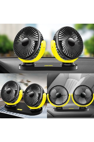 Youtek Dual Head 360 Döner Usb Fan - 3 Hızlı, Sessiz, Araç/ofis/masaüstü - 5v 10w R-8037