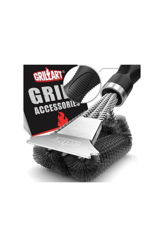 Izgara Fırçası Ve Kazıyıcı, Ekstra Güçlü Barbekü Temizleyici Aksesuarları, Güvenli Tel Kıllar 18 İnç Barbekü Üçlü Scrubbers Gaz/kömür Izgara Izgaraları İçin Temizleme Fırçası, Sihirbaz Aracı