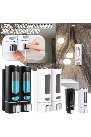 Novahub Siyah Sabunluk Duvara Monte Sıvı Banyo El Yıkama Duş Jeli Şampuan Ev 800 Ml Siyah