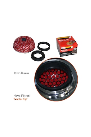 Carub Ses & Performans Arttırıcı Açık Hava Filtresi Mantar Tip Kırmızı +6 Hp Aparatlı Üniversal 00 Şüscaroto Aksesuar