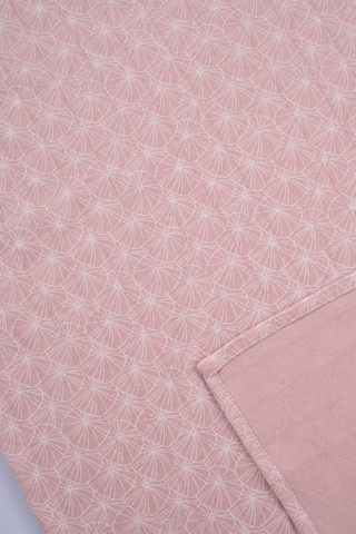 Çift Katlı Müslin Örtü Ve Kese Seti 100X100 Cm Pembe Yapraklar - Pembe