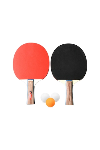 Ranyeek 2 Kişilik Tenis Topu Seti: Uzun Saplı Raketler Ve 3 Top, Dayanıklı Ahşap Sap, Sponge Lastik Yüzey