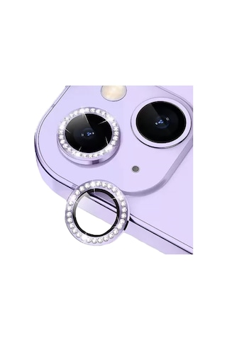 BİNANO Apple Uyumlu iPhone 14/14 PLUS TAŞLI MOR KAMERA KORUYUCU