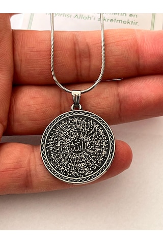 Esmaül Hüsna Ve Faziletleri Dua Temal Manevi Koruyucu Dini Çelik Kolye Gümüş