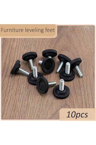 10 Adet M8 Ø29 Mm Ayarlanabilir Vidalanabilir Mobilya Ayağı Seti - Yükseklik 32 Mm - Plastik - Siyah Renk - Kanepeler, Masalar, Tv Diğer