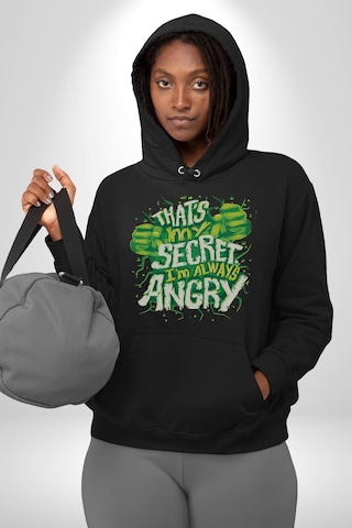 Bu Benim Sırrım Her Zaman Kızgınım Kadın Erkek Siyah Kapüşonlu Sweatshirt Hoodie Siyah