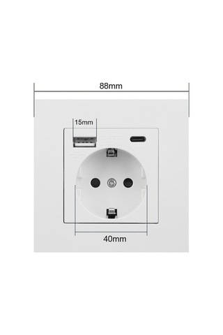 Trendooze Beyaz Almanya Priz Usb-c 16a Ab Adaptör, Pc Paneli Entegre