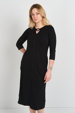 Sistas Kadın Yaka Detaylı Reglan Kol Elbise 23822 Siyah Siyah