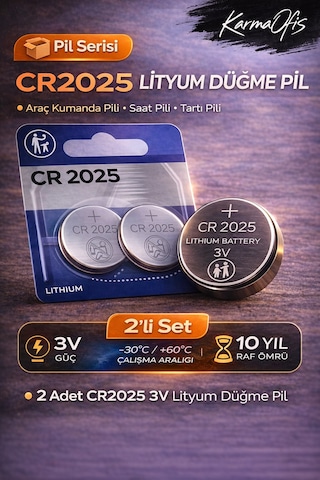 Cr2025 3v Lityum Düğme Pil 2 Li Paket Araç Kumandası, Saat, Sensör Ve Elektronik Cihaz Pili