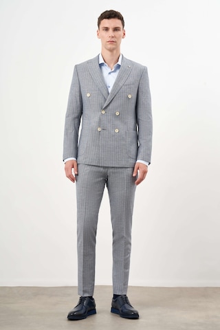 Morven Erkek Lacivert Keten Trend Kruvaze Slim Fit Sivri Yaka Takım Elbise 24ys001010200 Lacivert