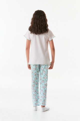 Fullamoda Baskılı Bisiklet Yaka Kız Çocuk Pijama Takımı 24mıcg631212233-pudra 24MICG631212233-Pudra