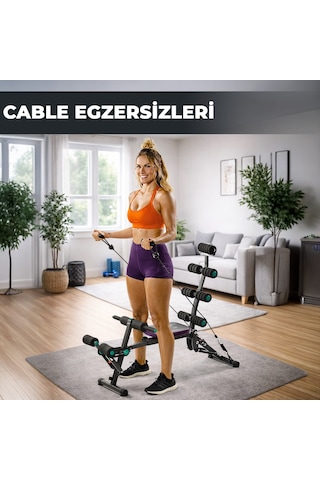 Çok Fonksiyonlu Mekik Sehpası Sırt Açılı Ev Fitness Aleti Egzersiz Ekipmanı + Direnç Lastiği