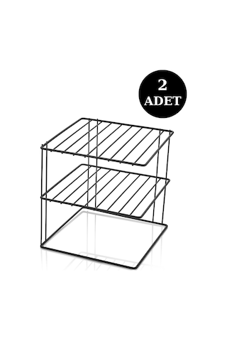 2 Adet Metal 3 Katlı Dolap Içi,tezgah Üstü Düzenleyici Organizer Siyah