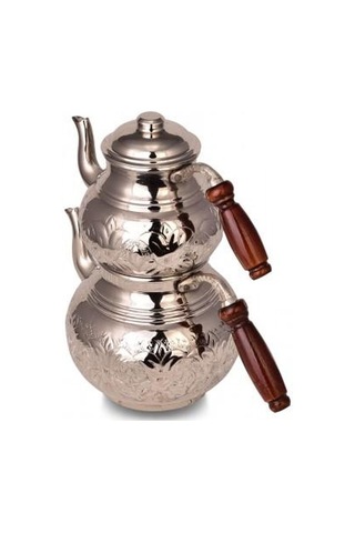 Turna Bakır Klasik Çaydanlık 2 No Kalın El Işleme Nikel Turna195