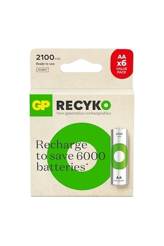 Batteries Recyko 2100 Aa Kalem Ni-mh Şarjlı Pil, 1.2 Volt, 6'lı Kart