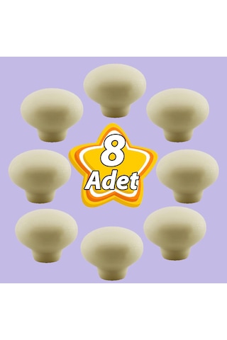8 Adet Kamelya Kulp Krem Polimer Düğme Kulp Mantar Mobilya Mutfak Dolabı Çekmece Kulbu Kulpları