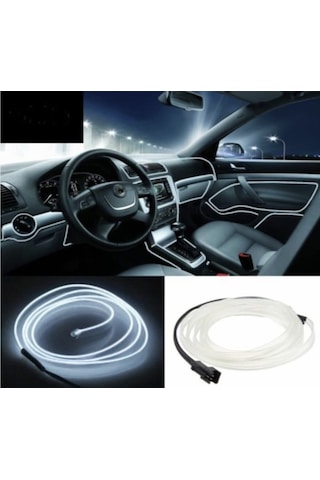 Araç Içi Neon Şerit Led 3 Metre Beyaz  (Torpido Ledi)  (527438801)
