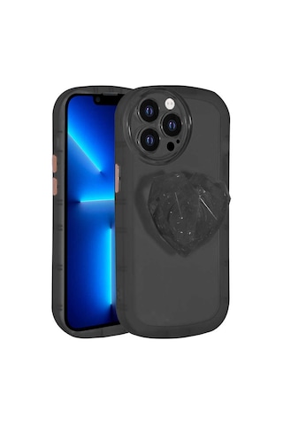 Apple Uyumlu iPhone 12 Pro Max Uyumlu Kamera Korumalı Pop Soketli Renkli Zore Ofro Kılıf-siyah Siyah -