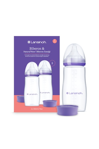 Lansınoh 2 x 330 Ml Biberon ve Naturalwave Biberon Emziği 6 Ay+