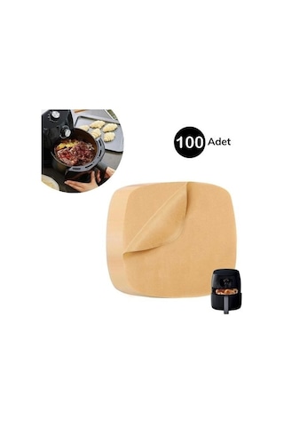 9053646316630drvs1 - 100 Adet Air Fryer Pişirme Kağıdı Tek Kullanımlık Yağ Su Geçirmez Yapışmaz Deliksiz Düz Kare Model
