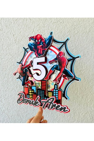 Örümcek Adam Temalı İsme Özel Erkek Çocuk Doğum Günü Pasta Süsü