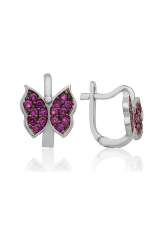 Gümüş Pembe Kelebek Çocuk Küpesi N11.46640