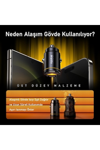 Aohi Superauto Araç İçi Şarjı, 2 Portlu Pd 65w Type-c To Type-c,