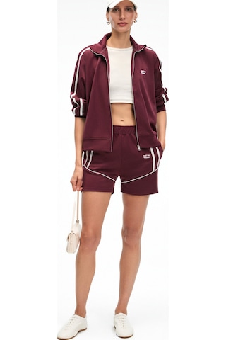 ZINNIE Kadın Regular Nakış Ve Yan Şerit Detaylı Metal Fermuarlı Dik Yaka Bordo Ceket