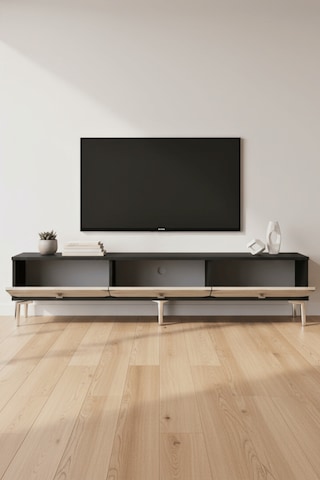 Tsa1832ag Slim Tv Stand, Tv Sehpası Antrasit-gold 180cm