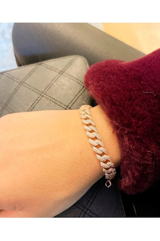 Oriental Kuyumculuk Jewellery Rose Gümüş Taşlı Gurmet Zincir Su Yolu Bileklik Rose