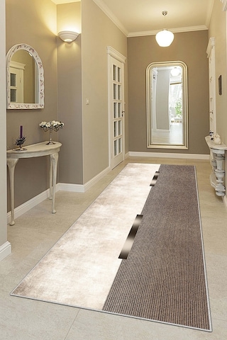 West Home Makinede Yıkanabilir Kaymaz Taban Leke Tutmaz Modern Kesme Yolluk Mutfak Yolluk Halı Yolluk Wh 559 Beige Yolluk