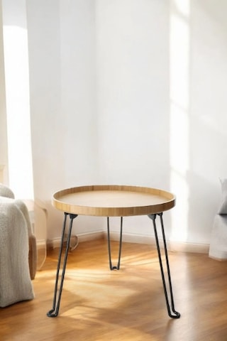 Bambu Metal Ayaklı Katlanabilir Yuvarlak Masa - 44.5 X 48 X 3 Cm Çok Renkli