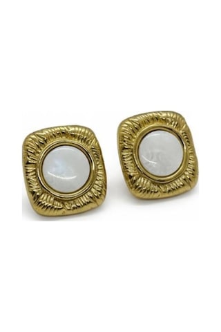 Kadın Gold Renk 316l Çelik İçi İnci Görünümlü Vintage Küpe Çok Renkli