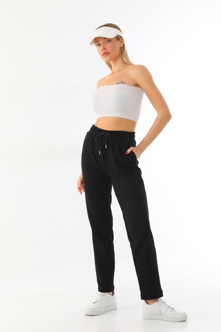 Kallima Siyah Klasik Düz Kesim Mevsimlik Kadın Eşofman Altı Siyah