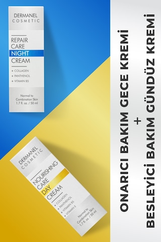 Dermanel Besleyici Bakım Gündüz Kremi 50 ML + Dermanel Onarıcı Bakım Gece Kremi 50 ML