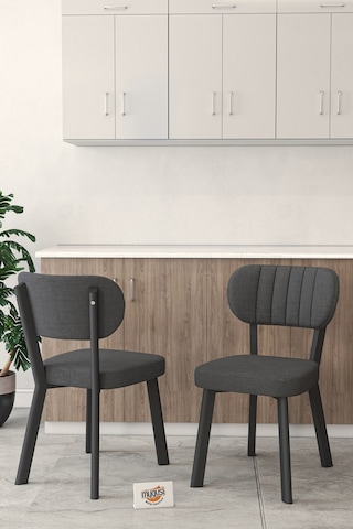 Gnr 70x110cm Sabit Efes Mutfak Masası Takımı, Yemek Masası, 4 Modern Antrasit Sandalye Antrasit