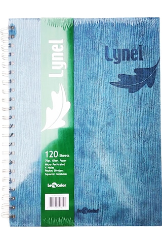 Le Color Lynel Mavi 3 Bölümlü Sert Kapak Spiral Kareli Defter