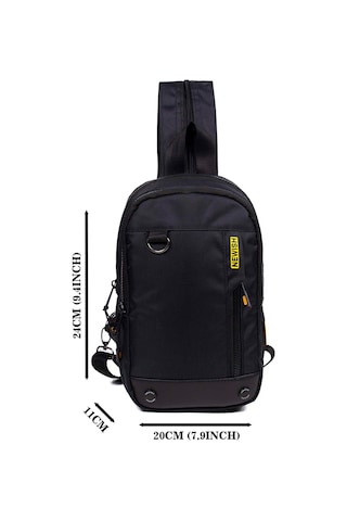 Newish Polo Erkek Kumaş Çapraz Göğüs Ve Omuz Çantası New158 - Siyah - Sarı