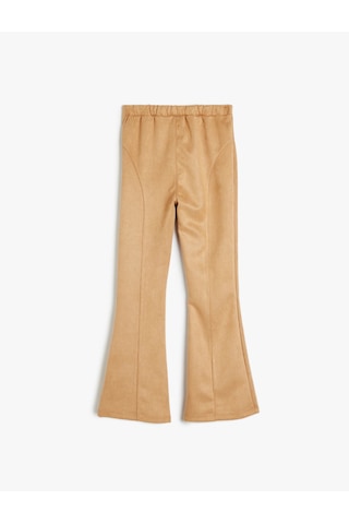 Koton Standart Bel Slim Fit Suni Süet İspanyol Paça Pantolon Deve Tüyü 5wkg40316ak Taba