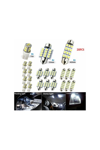 Kangvka 20'li Araç Led Işık Seti: Tavan Işığı, T10 Gösterge Lambası, Okuma Ve Plaka Işıkları - Enerji Verimli, Kolay Kurulum Diğer