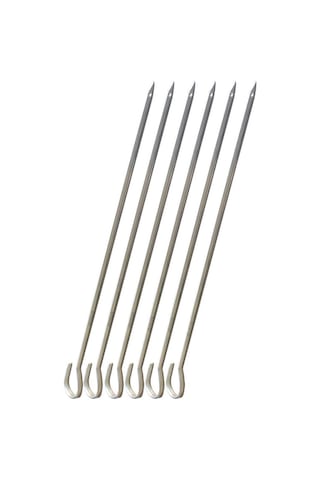 6 Adet Paslanmaz Çelik Tokat Kebabı Şişi 30cm Ucu Delik Özel Ürün 7x2mm Kancalı Yassı Kebap Şişleri