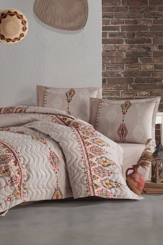 Clasy Ethnica Bej Tek Kişilik %100 Pamuk Dört Mevsim Set Bej