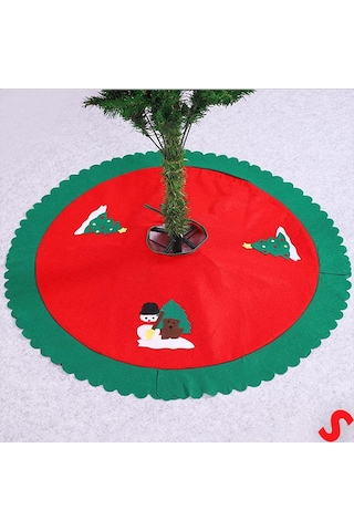 Yılbaşı Çam Ağacı Altı Örtüsü Desenli - 90 Cm