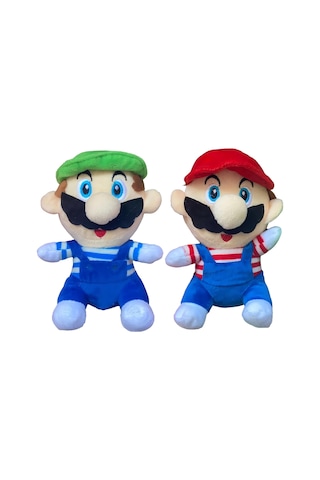 İthal Kumaş Süper Mario Kardeşler Mario Luigi 2'li Set Figür Peluş Oyuncak Uyku Oyun Arkadaşı 20 Cm.