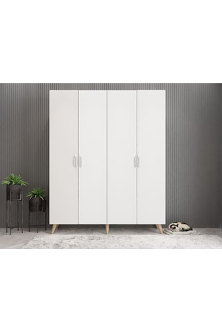 Duke 4 Kapaklı Ayakkabılık Meşe Beyaz 180 Cm M2