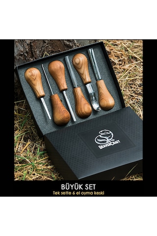 Beavercraft Sc05 6 Parça Avuç İçi Iskarpela Seti Ahşap Oyma Bıçak Keski Takımı