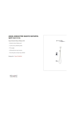 Newarc Aqua Krom Ankastre Banyo Bataryası Set 94111s Krom